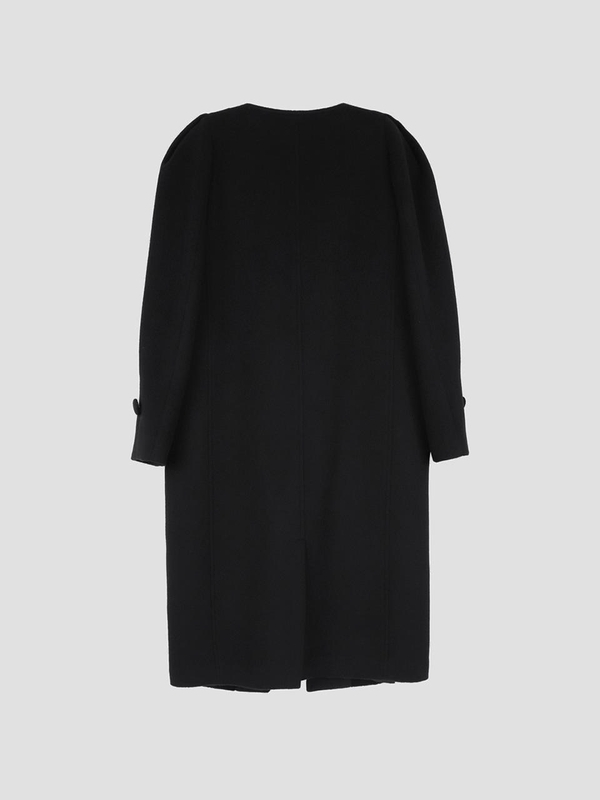 One Button Puff Sleeves Coat Black WBBFCT009BK