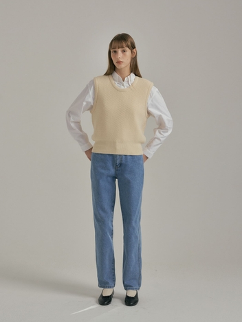 Soy Knit Vest : Cream