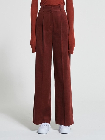 Corduroy High-Rise Wide Pants Burgandy WBAFPA001BR