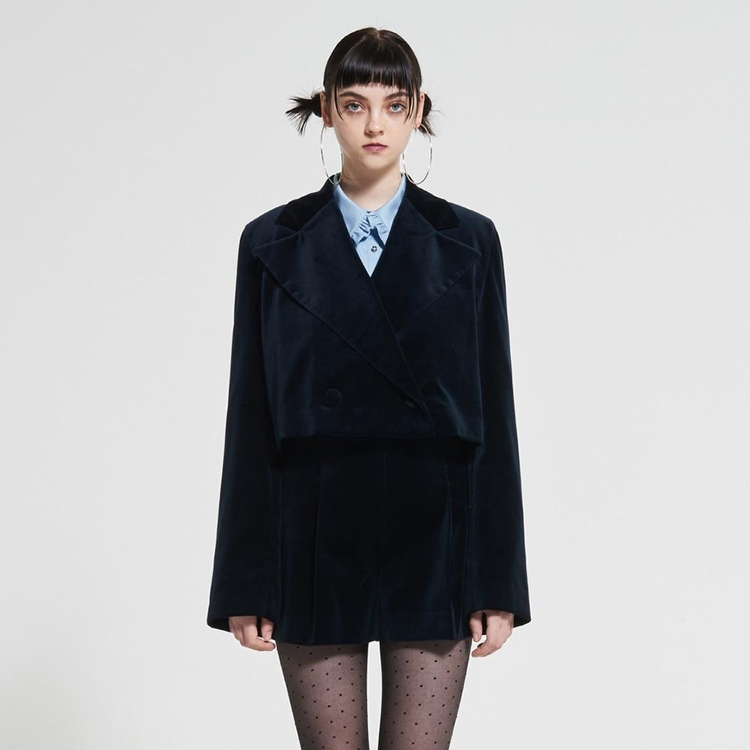 Velvet Crop Jacket Navy WBAFJK006NV