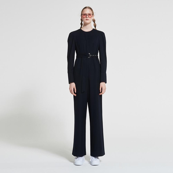 Belted Wool Jumpsuit Navy WBAFJS001NV