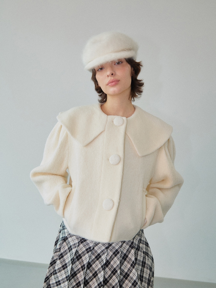 Whity Slit-Collar Wool Jacket Ivory WBAFJK004IV