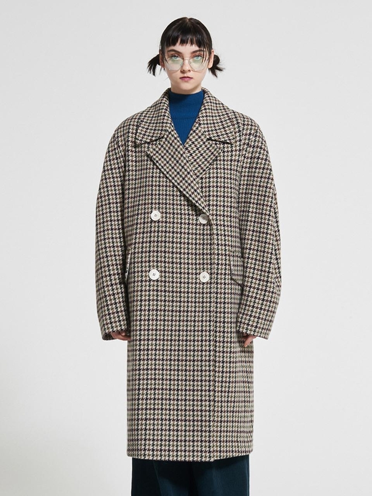 Hound Tooth Wool Coat Check WBAFCT005CK