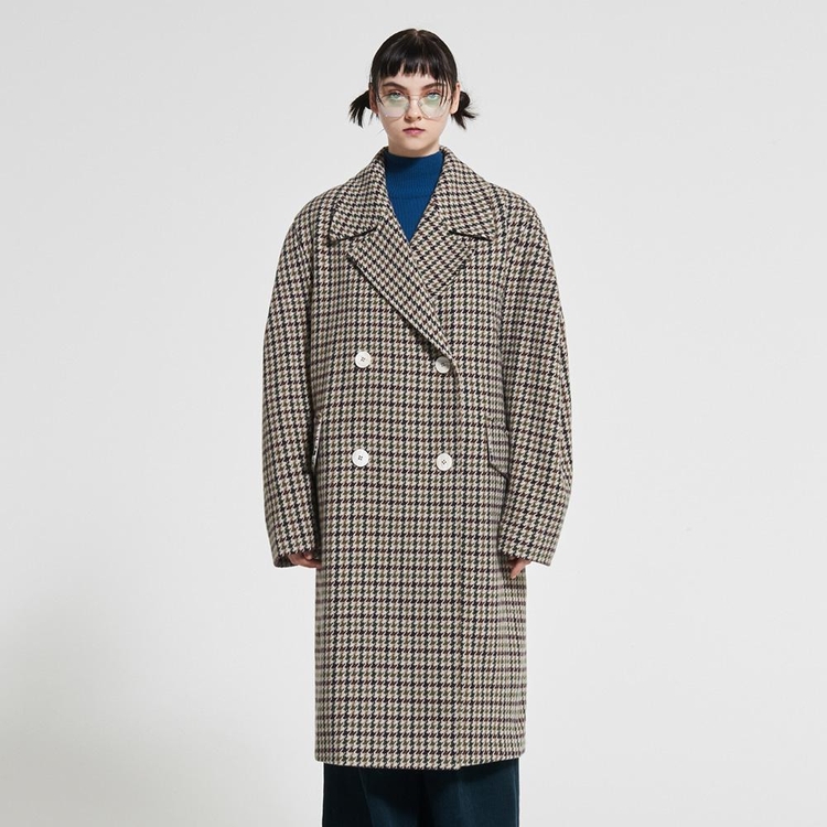 Hound Tooth Wool Coat Check WBAFCT005CK