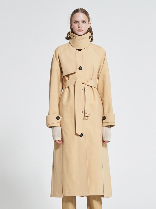 Slit Trench Coat Beige WBAFCT002BE