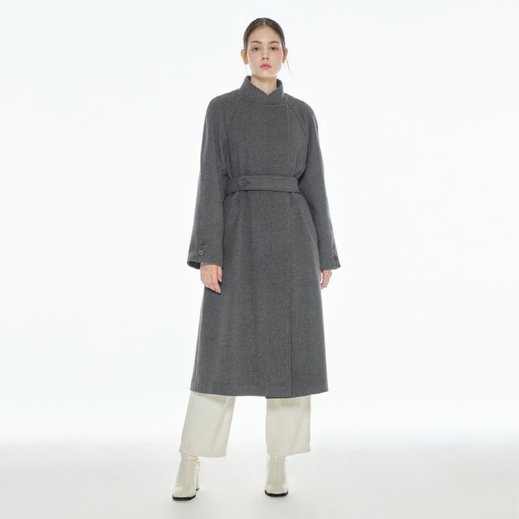 BELTED BASIC COAT GRAY MBBFBY01161