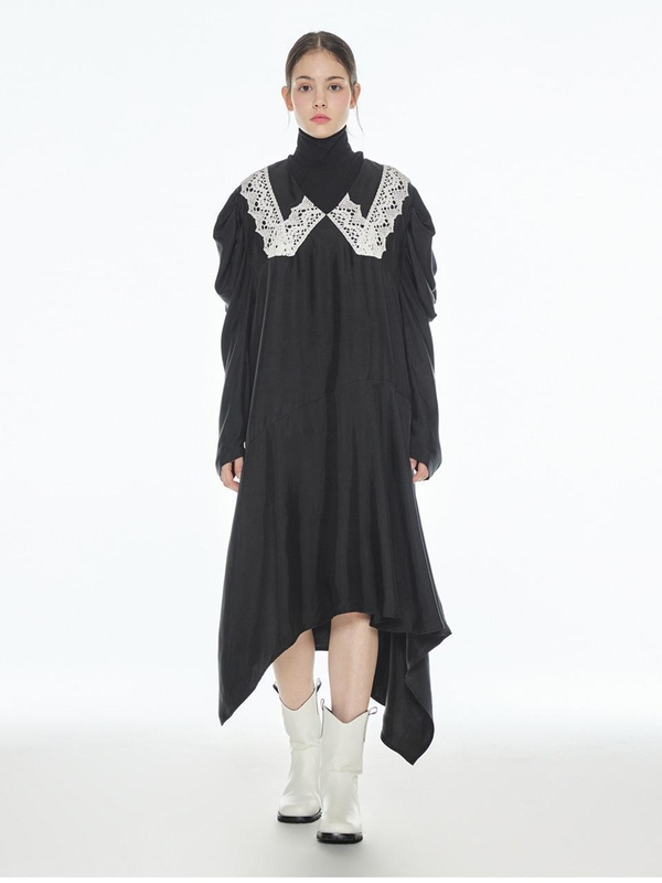 PUFF UNBALANCED DRESS BLACK MBBFOP01302