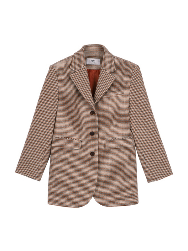 THREE BUTTON UNCLE JACKET CHECK BEIGE MTBAFJK00536