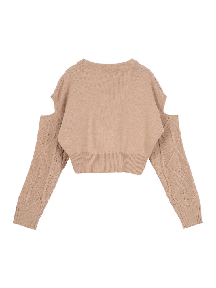 OPEN SHOULDER SHORT KNIT BEIGE MTBAFNT00306