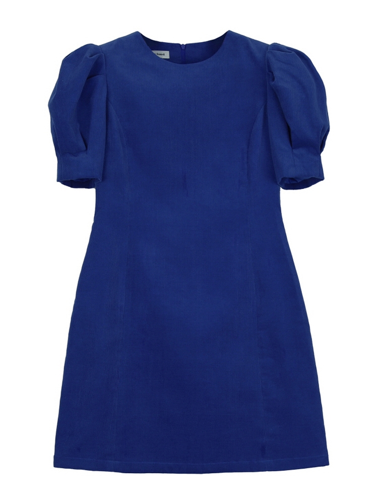 PUFF CORDUROY MINI DRESS BLUE MTBAFOP00424