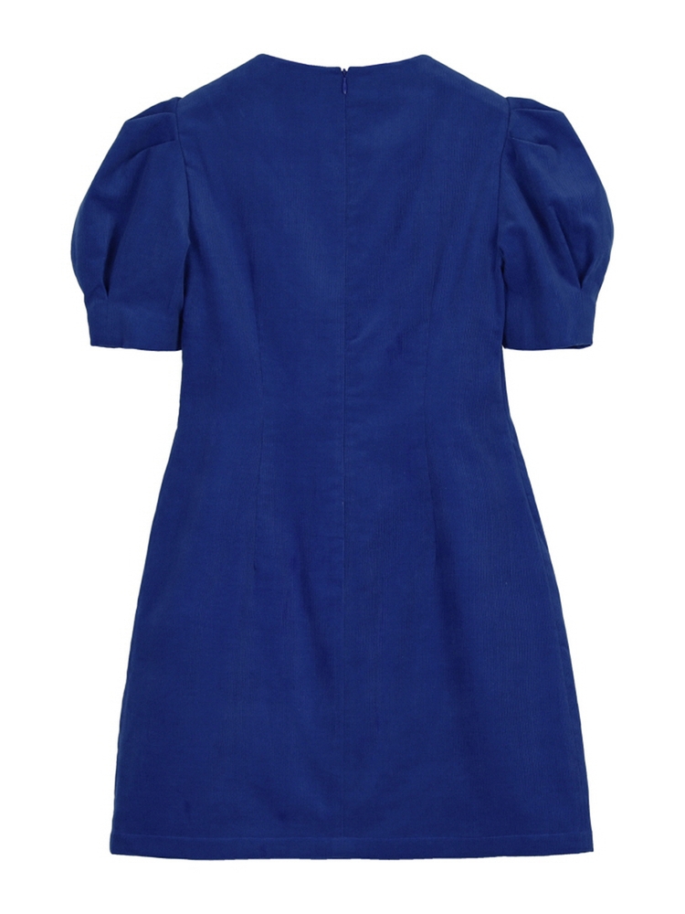 PUFF CORDUROY MINI DRESS BLUE MTBAFOP00424