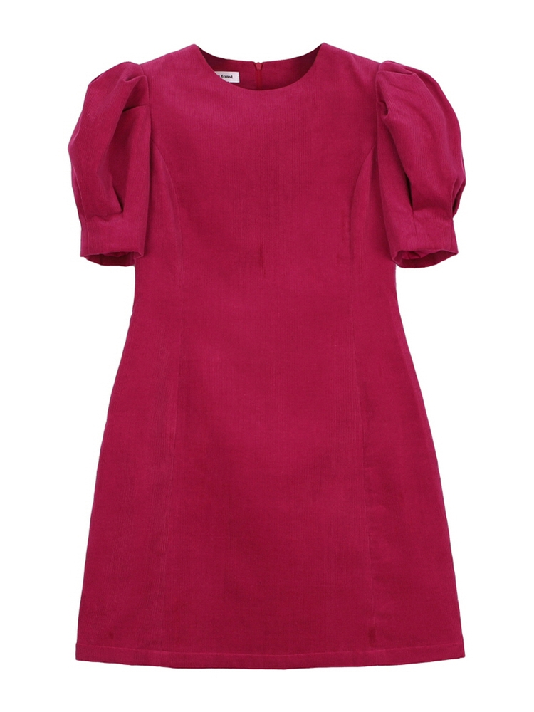 PUFF CORDUROY MINI DRESS PINK MTBAFOP00413