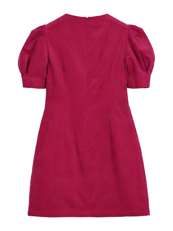 PUFF CORDUROY MINI DRESS PINK MTBAFOP00413