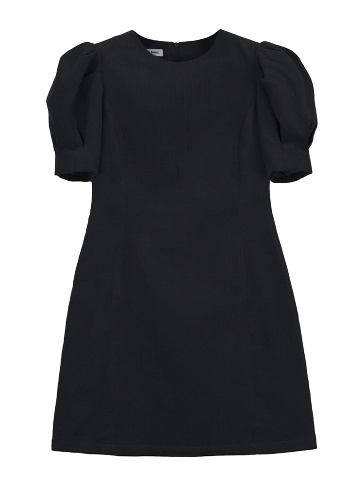 PUFF CORDUROY MINI DRESS BLACK MTBAFOP00402