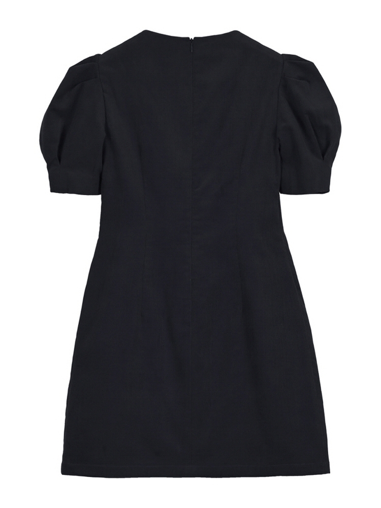 PUFF CORDUROY MINI DRESS BLACK MTBAFOP00402