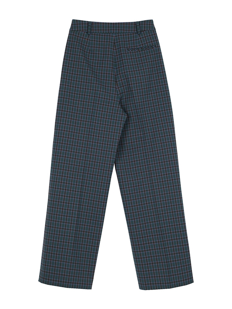 CHECK TWO TUCK SLACKS CHECK BLUEGREEN MTBAFPA00753