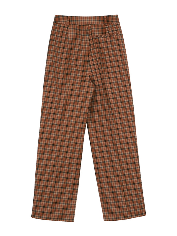 CHECK TWO TUCK SLACKS CHECK BEIGE MTBAFPA00736