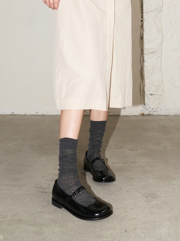 Hazel Mary Jane Loafers Leather Black