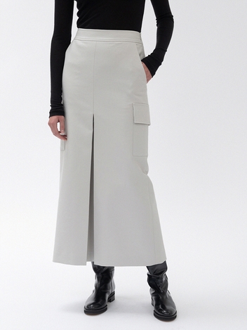 box pleated cargo skirt (gray)