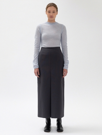 box pleated cargo skirt (charcoal)