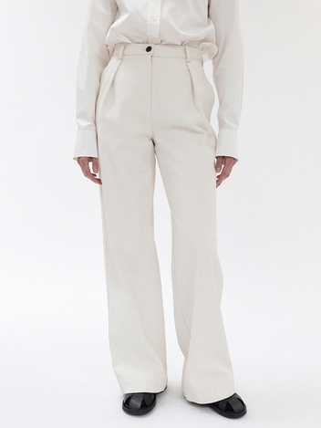 cotton wide tucked pants (ivory)