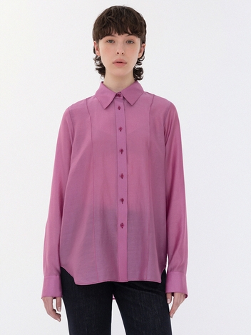 tencel pin tuck shirt (plum)