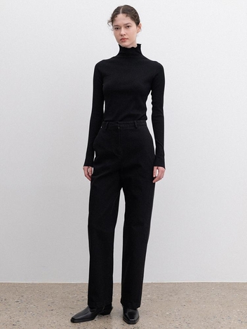 ribbed turtle-neck top (black)