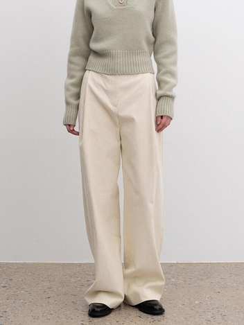 corduroy wide tucked pants (ivory)