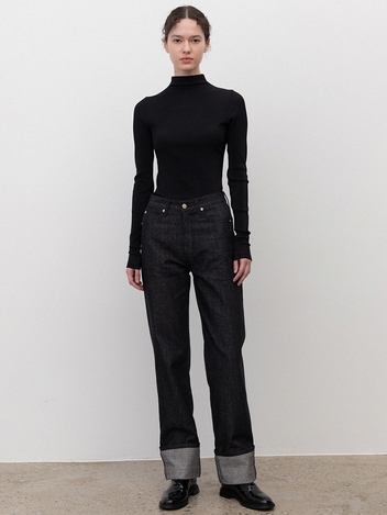 slim-fit textured top (black)