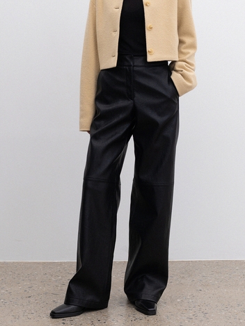 faux leather cutting pants (black)