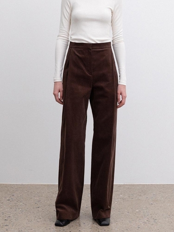 corduroy wide tucked pants (brown)