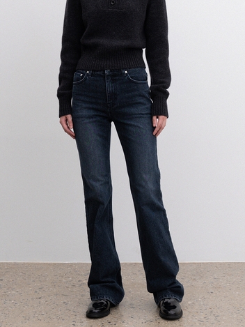 (리오더로 3월 28일부터 출고) boot-cut washed denim pants (navy)