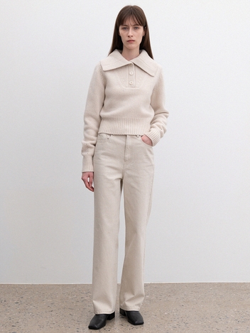 open collar button knit (ecru )