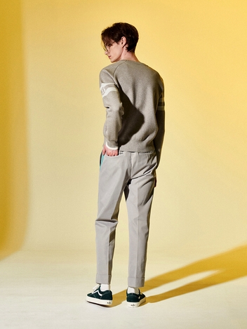 [CELLTY] SOLID BANDING TURN UP TROUSERS-GY