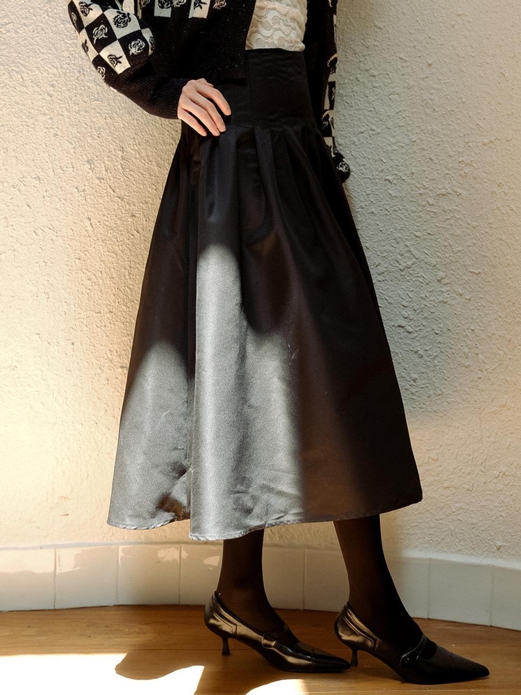 Big curve maxi skirt_black