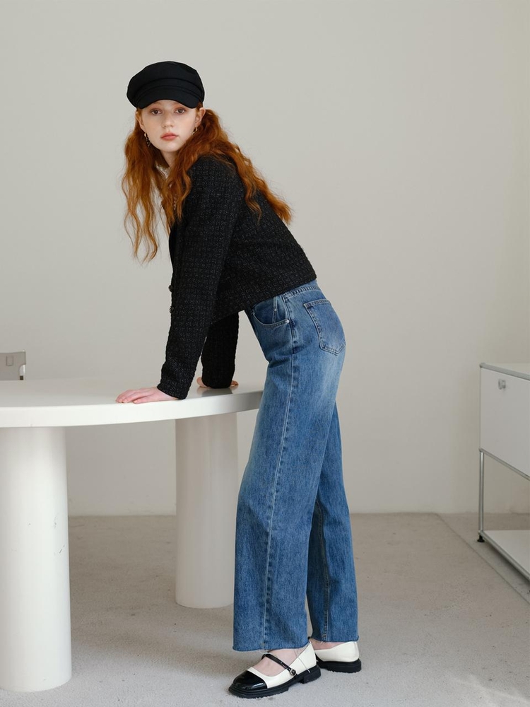 Cest Front shade signature wide denim pants_blue