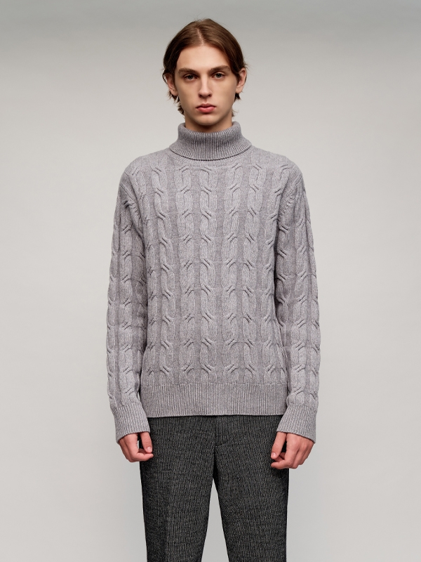 Turtle Cable Sweater_Grey