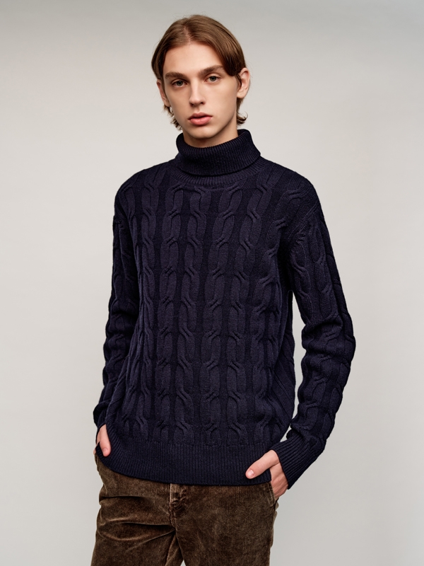 Turtle Cable Sweater_Navy