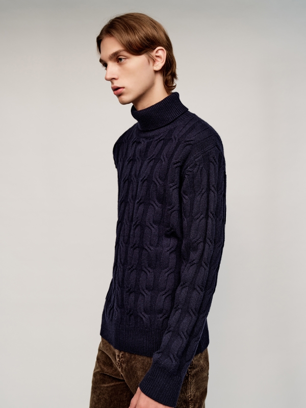 Turtle Cable Sweater_Navy