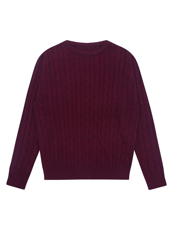 Round Cable Sweater_Wine