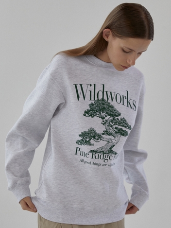 Pine Ridge Field Graphics SWEATSHIRT_Melange Grey
