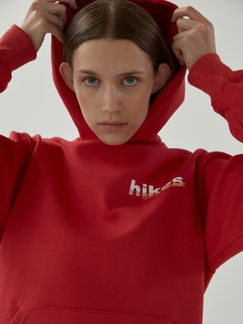 [아이브 장원영 착용]HIKES Mini Logo HOODIE_Red