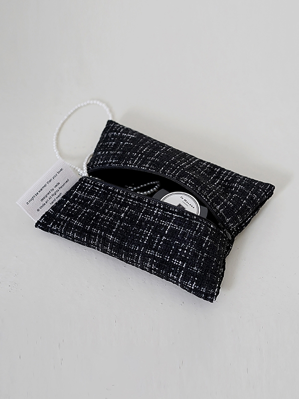 Veda Romantic Pouch Tweed Black L