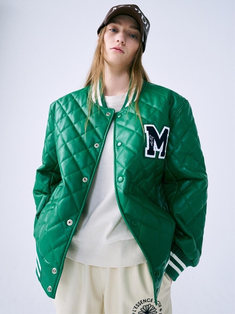 FAUX LEATHER QUILTED JUMPER_GREEN