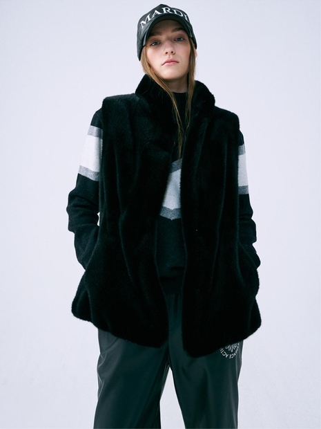 FAUX FUR VEST_BLACK