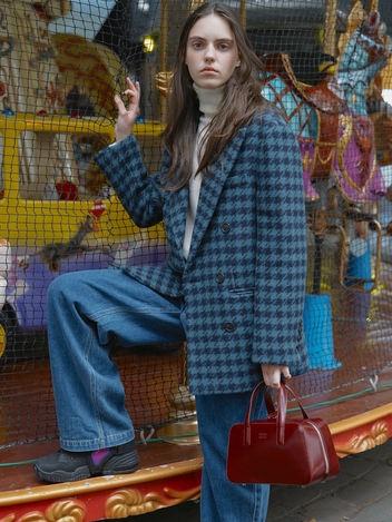 Hound Tooth Check Double Breasted Jacket VC229OJK009M