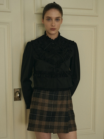 TAV Signature Frill Ribbon Blouse - Black [보라끌레르착용]