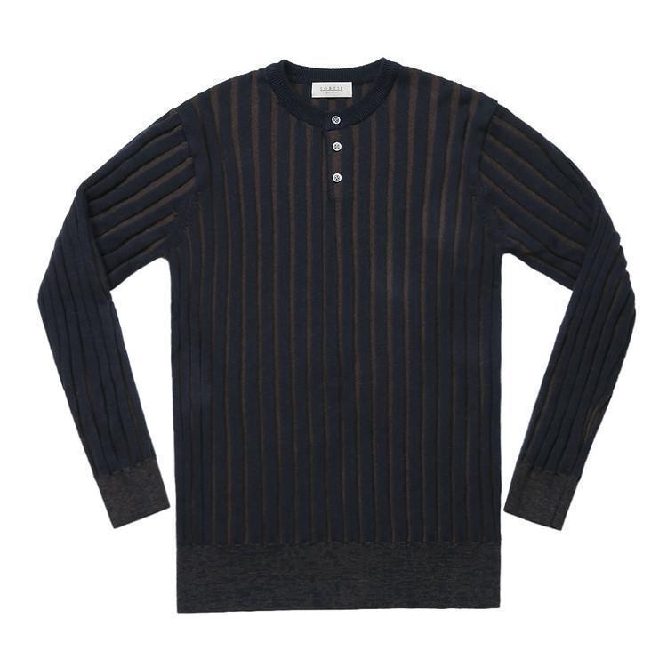 Reverse Combination Henly neck Knit (Navy)