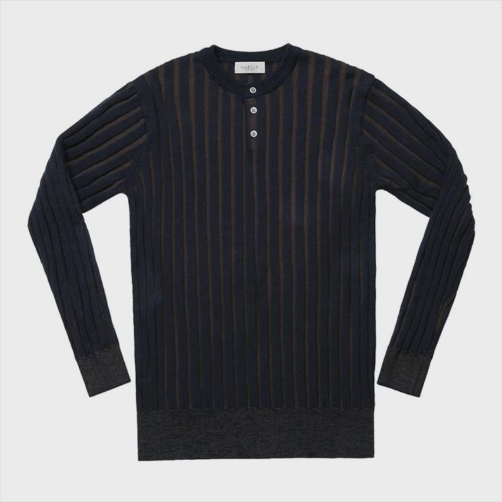 Reverse Combination Henly neck Knit (Navy)