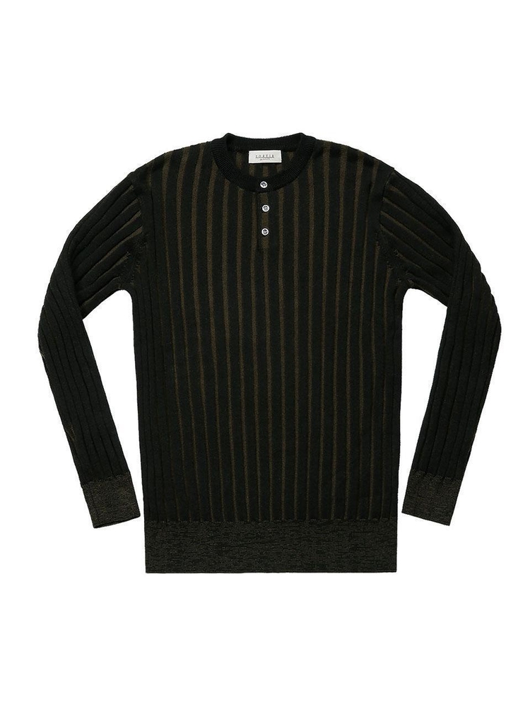 Reverse Combination Henly neck Knit (Black & Khaki)